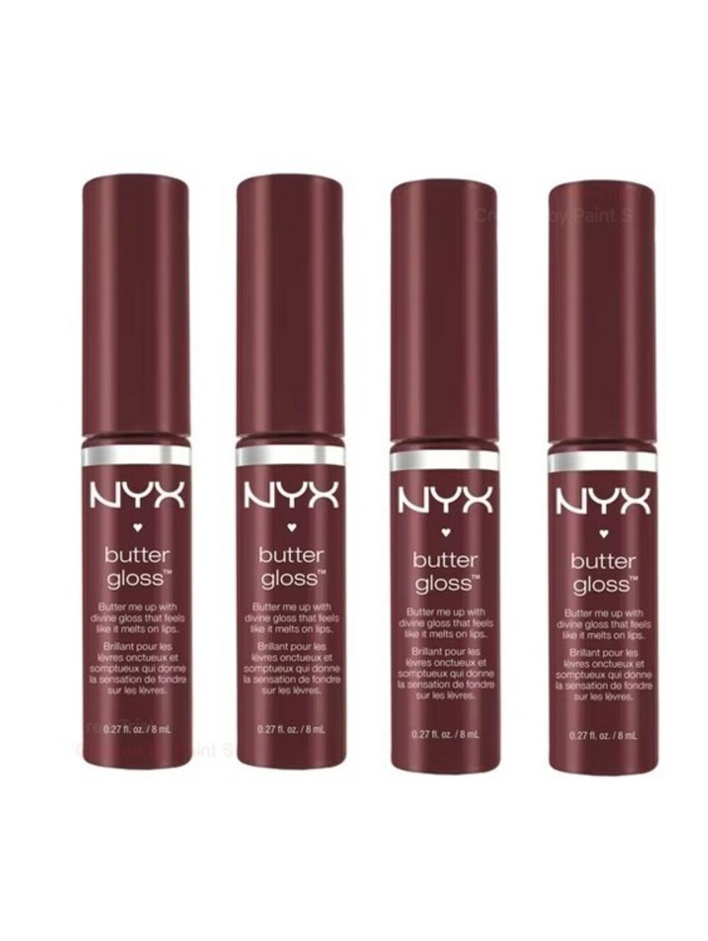 Lot of 4: New NYX Lip Butter Gloss in BLG27 Red Wine Truffle (Sealed, 4-Pack)